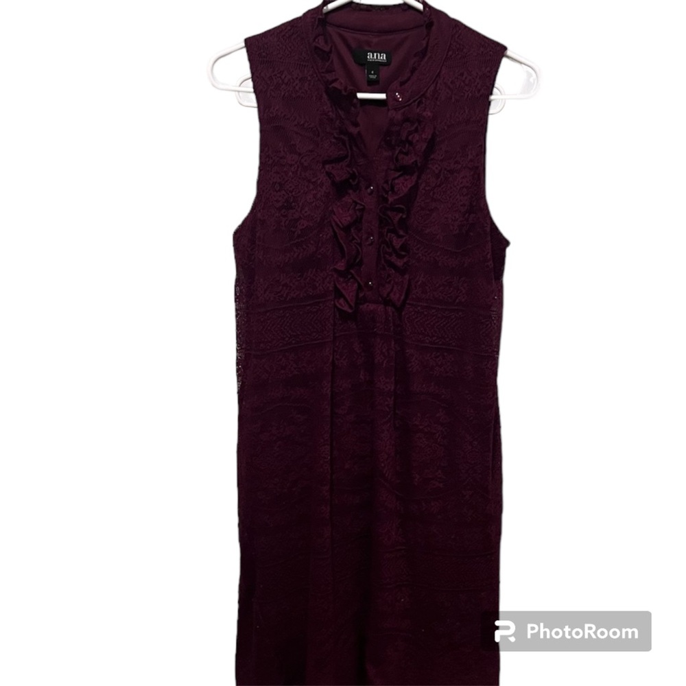 Fancy purple classy business dress w ruffle V-Neck